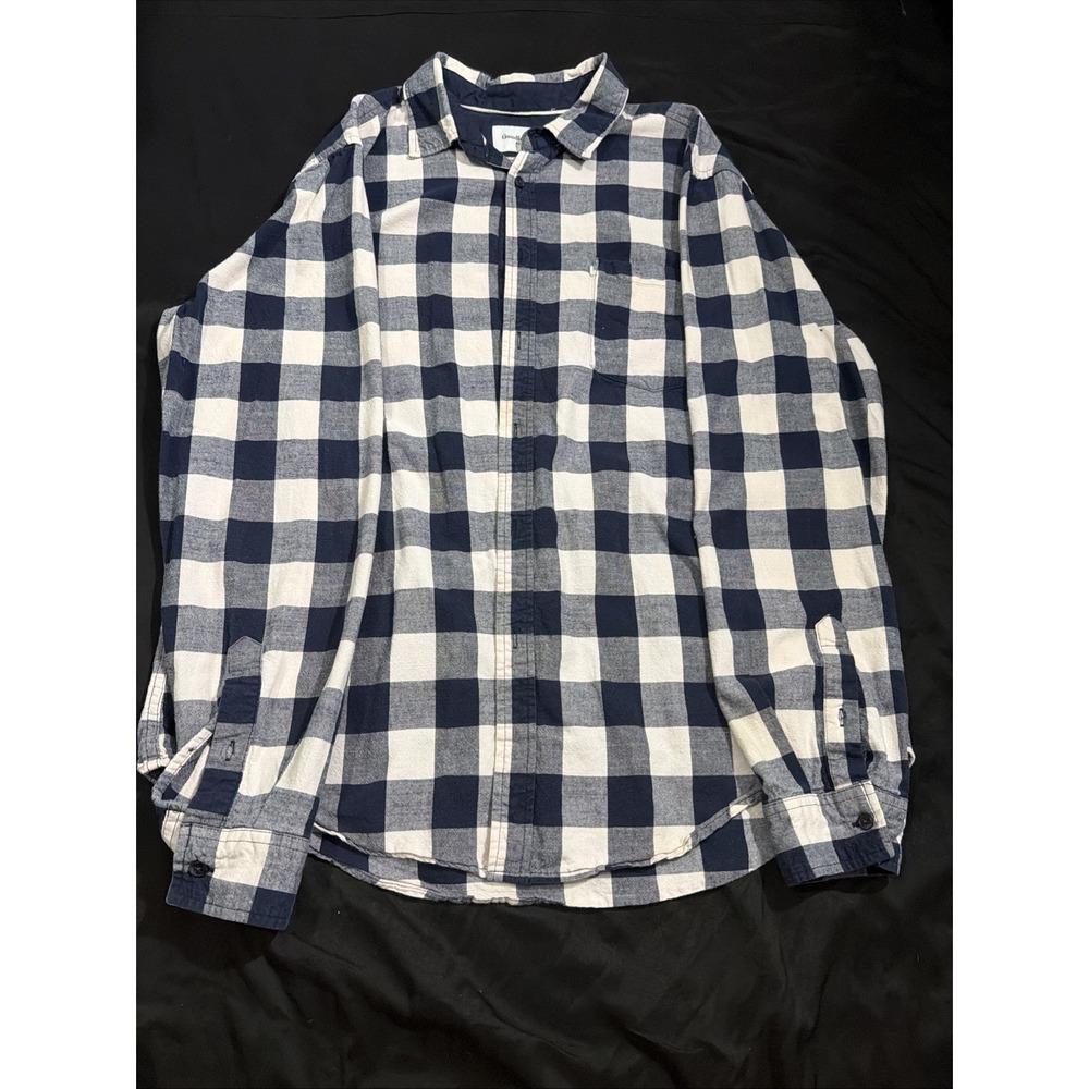 Goodfellow & Co Mens Navy Blue White Buffalo Check Flannel Shirt XL Standard Fit